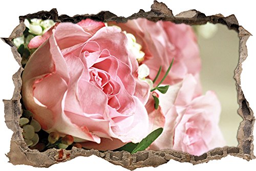 Pixxprint 3D_WD_1546_92x62 Rosa Pfingsrose Wanddurchbruch 3D Wandtattoo, Vinyl, bunt, 92 x 62 x 0,02 cm von Pixxprint