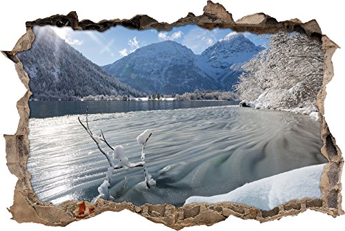 Pixxprint 3D_WD_1648_92x62 See im Winter Wanddurchbruch 3D Wandtattoo, Vinyl, bunt, 92 x 62 x 0,02 cm von Pixxprint