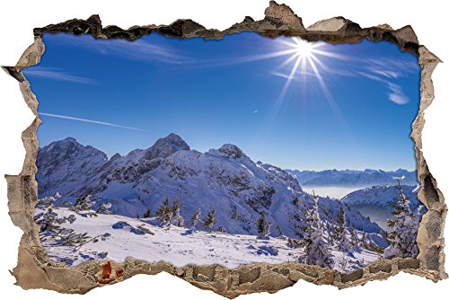 Pixxprint 3D_WD_1780_92x62 Tannheimer Tal Schnee Winter Wanddurchbruch 3D Wandtattoo, Vinyl, bunt, 92 x 62 x 0,02 cm von Pixxprint