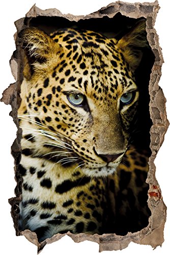 Pixxprint 3D_WD_1884_62x42 Anmutiger Leopard Wanddurchbruch 3D Wandtattoo, Vinyl, bunt, 62 x 42 x 0,02 cm von Pixxprint