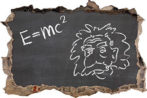 Pixxprint 3D_WD_2637_62x42 Albert Einstein E=m*c² Wanddurchbruch 3D Wandtattoo, Vinyl, bunt, 62 x 42 x 0,02 cm von Pixxprint