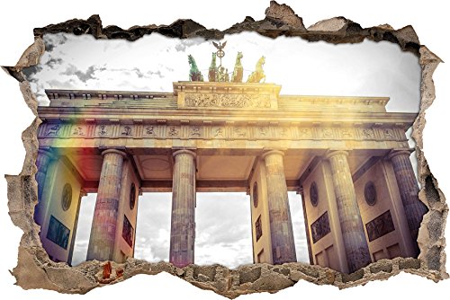 Pixxprint 3D_WD_4840_62x42 berühmtes Brandenburger Tor in Berlin Wanddurchbruch 3D Wandtattoo, Vinyl, schwarz / weiß, 62 x 42 x 0,02 cm von Pixxprint