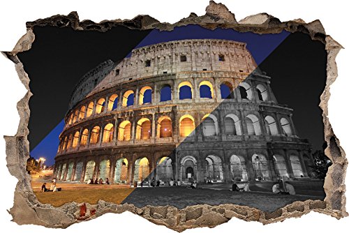 Pixxprint 3D_WD_4843_62x42 Colosseum in Rom Italien Wanddurchbruch 3D Wandtattoo, Vinyl, schwarz / weiß, 62 x 42 x 0,02 cm von Pixxprint