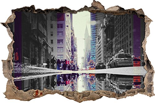Pixxprint 3D_WD_5023_62x42 Times Square in New York Wanddurchbruch 3D Wandtattoo, Vinyl, schwarz / weiß, 62 x 42 x 0,02 cm von Pixxprint