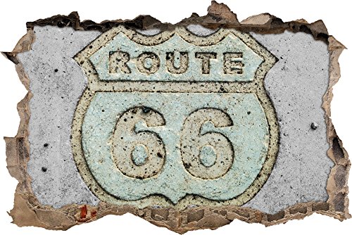 Pixxprint 3D_WD_5113_62x42 Route 66 Wanddurchbruch 3D Wandtattoo, Vinyl, schwarz / weiß, 62 x 42 x 0,02 cm von Pixxprint