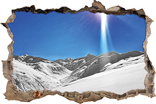 Pixxprint 3D_WD_5144_62x42 Weite weiße Berglandschaft im Winter Wanddurchbruch 3D Wandtattoo, Vinyl, schwarz / weiß, 62 x 42 x 0,02 cm von Pixxprint