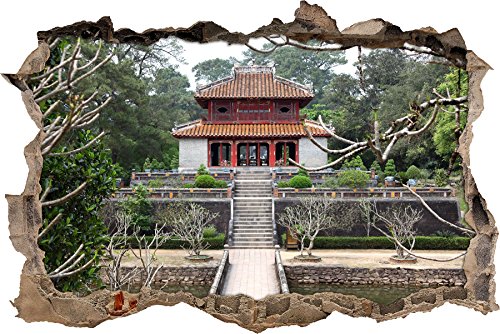Pixxprint 3D_WD_S1258_62x42 alter chinesischer Tempel Wanddurchbruch 3D Wandtattoo, Vinyl, bunt, 62 x 42 x 0,02 cm von Pixxprint