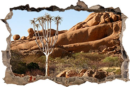 Pixxprint 3D_WD_S1266_62x42 wundervoller Baum im Steingebirge Wanddurchbruch 3D Wandtattoo, Vinyl, bunt, 62 x 42 x 0,02 cm von Pixxprint