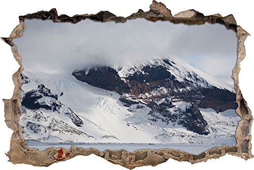 Pixxprint 3D_WD_S1284_92x62 schneebedecktes Gebirge im Winter Wanddurchbruch 3D Wandtattoo, Vinyl, bunt, 92 x 62 x 0,02 cm von Pixxprint