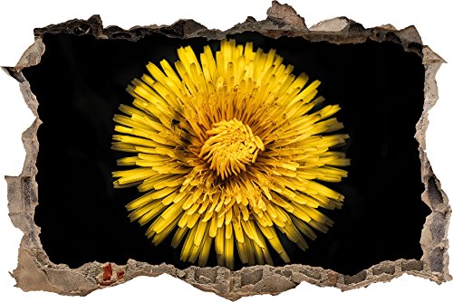 Pixxprint 3D_WD_S1539_92x62 Dark elegante gelbe Blume Wanddurchbruch 3D Wandtattoo, Vinyl, bunt, 92 x 62 x 0,02 cm von Pixxprint