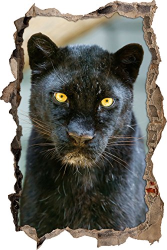 Pixxprint 3D_WD_S1761_62x42 eleganter Panther Wanddurchbruch 3D Wandtattoo, Vinyl, bunt, 62 x 42 x 0,02 cm von Pixxprint