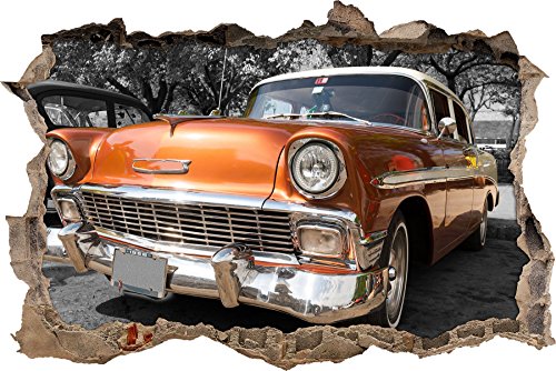 Pixxprint 3D_WD_S2011_62x42 prächtiger Oldtimer Wanddurchbruch 3D Wandtattoo, Vinyl, bunt, 62 x 42 x 0,02 cm von Pixxprint