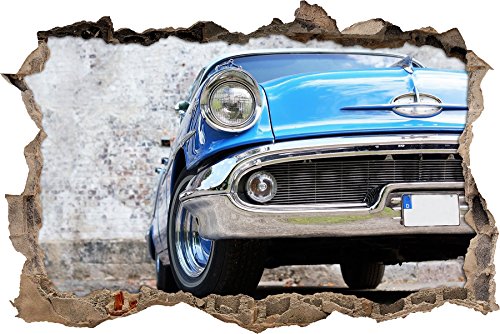 Pixxprint 3D_WD_S2016_62x42 sauberer Oldtimer Wanddurchbruch 3D Wandtattoo, Vinyl, bunt, 62 x 42 x 0,02 cm von Pixxprint