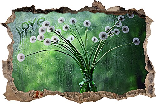 Pixxprint 3D_WD_S2088_92x62 viele Pusteblumen am Fenster Wanddurchbruch 3D Wandtattoo, Vinyl, bunt, 92 x 62 x 0,02 cm von Pixxprint