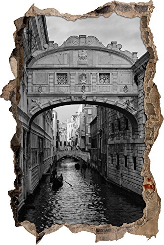 Pixxprint 3D_WD_S2337_62x42 wundervoller Kanal in Venedig Wanddurchbruch 3D Wandtattoo, Vinyl, bunt, 62 x 42 x 0,02 cm von Pixxprint