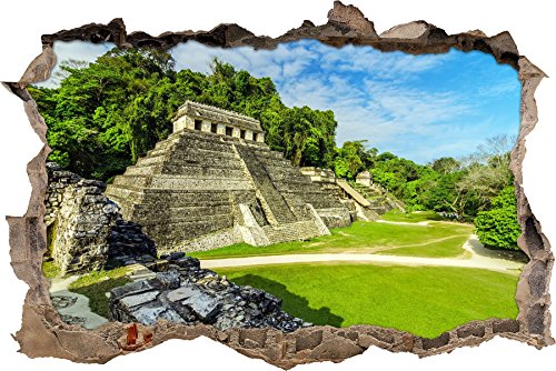 Pixxprint 3D_WD_S2342_92x62 gigantische Maya Pyramiden aus Palenque Wanddurchbruch 3D Wandtattoo, Vinyl, bunt, 92 x 62 x 0,02 cm von Pixxprint