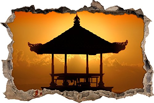 Pixxprint 3D_WD_S2393_62x42 atemberaubende Pagode in Bali Wanddurchbruch 3D Wandtattoo, Vinyl, bunt, 62 x 42 x 0,02 cm von Pixxprint