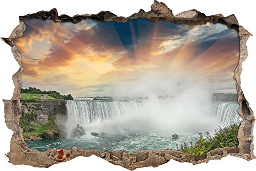 Pixxprint 3D_WD_S2506_92x62 atemberaubende Niagarafälle Wanddurchbruch 3D Wandtattoo, Vinyl, bunt, 92 x 62 x 0,02 cm von Pixxprint