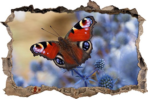 Pixxprint 3D_WD_S2685_62x42 prächtiger Schmetterling Pfauenauge Wanddurchbruch 3D Wandtattoo, Vinyl, bunt, 62 x 42 x 0,02 cm von Pixxprint