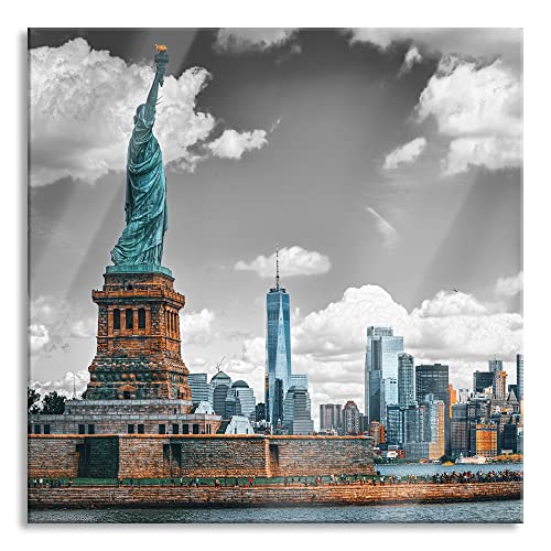 Pixxprint Glasbild, Wandbild auf Echtglas, Freiheitsstatue mit New Yorker Skyline B&W Detail, 60x60 cm, inkl. Aufhängung und Abstandshalter Pixxprint Glasbild, Wandbild auf Echtglas, Freiheitsstatue mit New Yorker Skyline B&W Detail, 60x60 cm, inkl. Aufhängung und Abstandshalter von Pixxprint