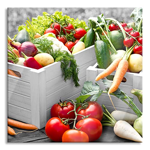 Pixxprint Glasbild, Wandbild auf Echtglas, Gemüse in Holzkisten, 80x80 cm, inkl. Aufhängung und Abstandshalter Pixxprint Glasbild, Wandbild auf Echtglas, Gemüse in Holzkisten, 80x80 cm, inkl. Aufhängung und Abstandshalter von Pixxprint