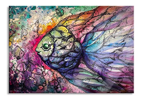 Pixxprint Glasbild, Wandbild aus Echtglas, Bunte Fische Kunst, 80x60 cm, inkl. Aufhängung und Abstandshalter Pixxprint Glasbild, Wandbild aus Echtglas, Bunte Fische Kunst, 80x60 cm, inkl. Aufhängung und Abstandshalter von Pixxprint