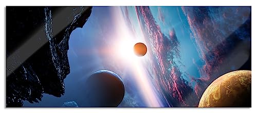 Pixxprint Glasbild Panorama, Wandbild aus Echtglas, Abstrakte Planeten im Weltraum, 100x40 cm, inkl. Aufhängung und Abstandshalter Pixxprint Glasbild Panorama, Wandbild aus Echtglas, Abstrakte Planeten im Weltraum, 100x40 cm, inkl. Aufhängung und Abstandshalter von Pixxprint