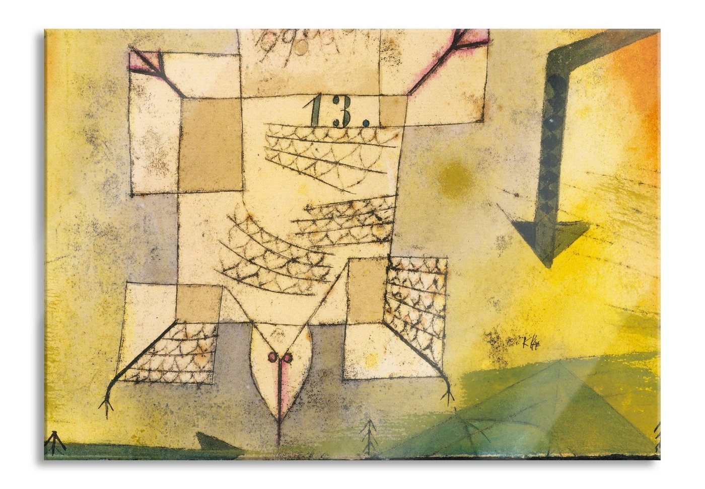 Pixxprint Glasbild Paul Klee - Das Stuhl-Tier, Paul Klee - Das Stuhl-Tier (1 St), Glasbild aus Echtglas, inkl. Aufhängungen und Abstandshalter von Pixxprint
