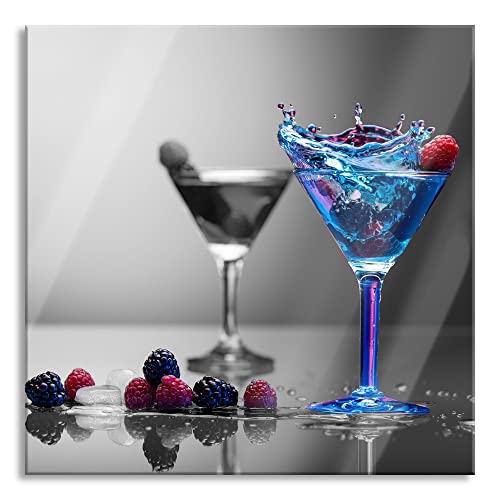 Pixxprint Glasbild | Wandbild auf Echtglas | Blauer leckerer Cocktail | 60x60 cm | inkl. Aufhängung und Abstandshalter von Pixxprint