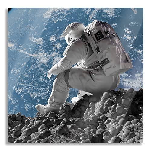 Pixxprint Glasbild | Wandbild auf Echtglas | Der Astronaut | 40x40 cm | inkl. Aufhängung und Abstandshalter von Pixxprint