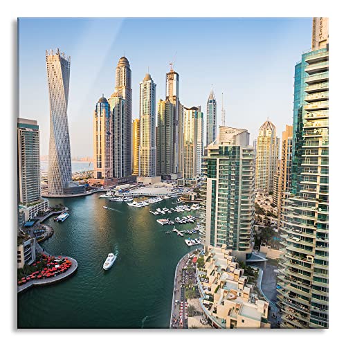 Pixxprint Glasbild | Wandbild auf Echtglas | Dubai Metropole | 80x80 cm | inkl. Aufhängung und Abstandshalter von Pixxprint