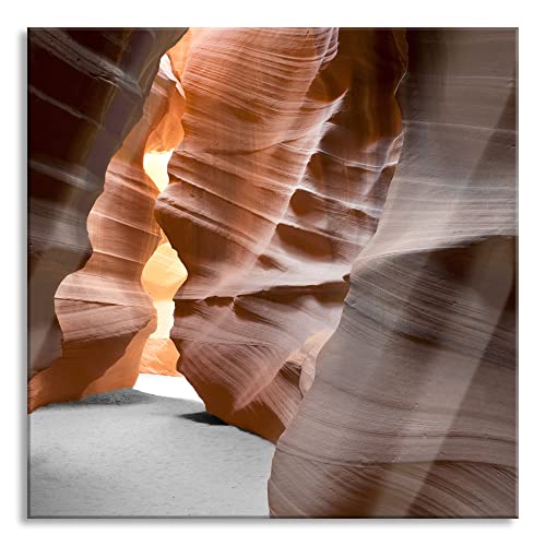 Pixxprint Glasbild | Wandbild auf Echtglas | Durchgang im Antelope Canyon | 80x80 cm | inkl. Aufhängung und Abstandshalter von Pixxprint