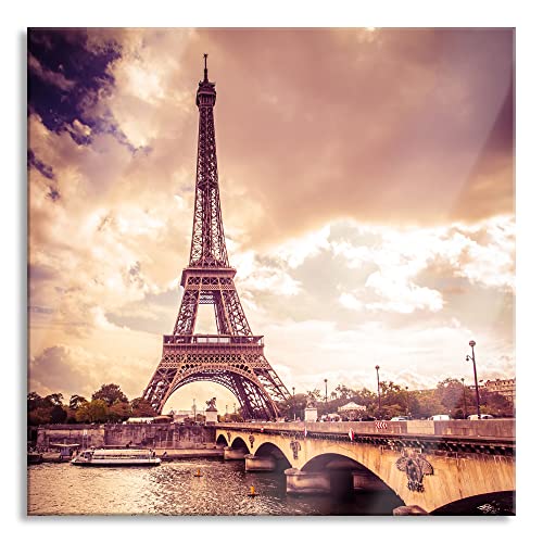 Pixxprint Glasbild | Wandbild auf Echtglas | Eiffelturm in Paris | 60x60 cm | inkl. Aufhängung und Abstandshalter von Pixxprint