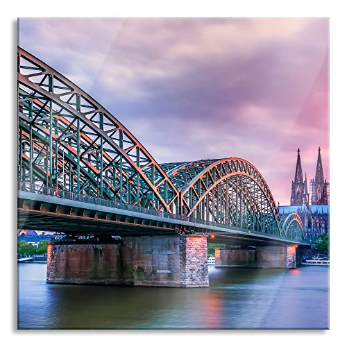 Pixxprint Glasbild | Wandbild auf Echtglas | Hohenzollernbrücke in Köln | 80x80 cm | inkl. Aufhängung und Abstandshalter von Pixxprint