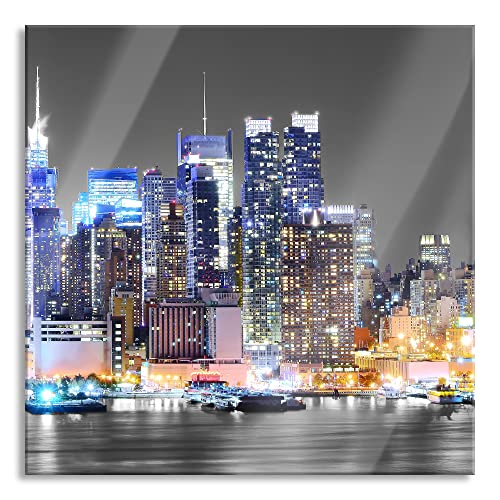 Pixxprint Glasbild | Wandbild auf Echtglas | New York Skyline | 80x80 cm | inkl. Aufhängung und Abstandshalter von Pixxprint