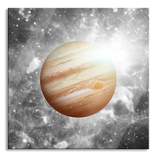 Pixxprint Glasbild | Wandbild auf Echtglas | Planet Jupiter im Universum | 40x40 cm | inkl. Aufhängung und Abstandshalter von Pixxprint