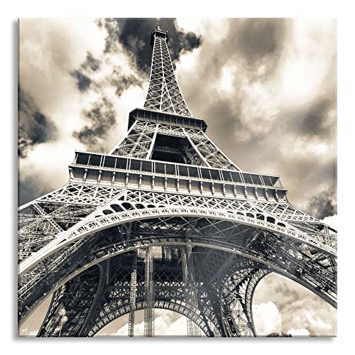 Pixxprint Glasbild | Wandbild auf Echtglas | Prächtiger Eifelturm in Paris | 50x50 cm | inkl. Aufhängung und Abstandshalter von Pixxprint