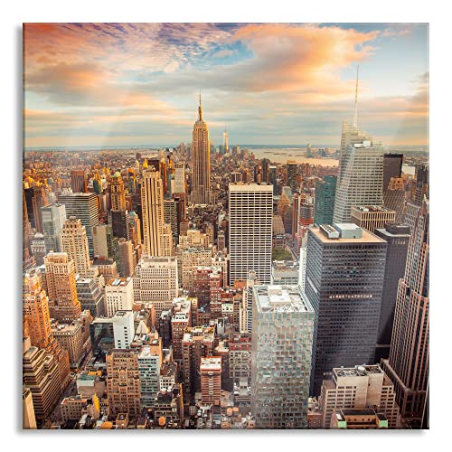 Pixxprint Glasbild | Wandbild auf Echtglas | Skyline von New York | 50x50 cm | inkl. Aufhängung und Abstandshalter von Pixxprint