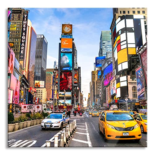 Pixxprint Glasbild | Wandbild auf Echtglas | Times Square in new York City | 80x80 cm | inkl. Aufhängung und Abstandshalter von Pixxprint