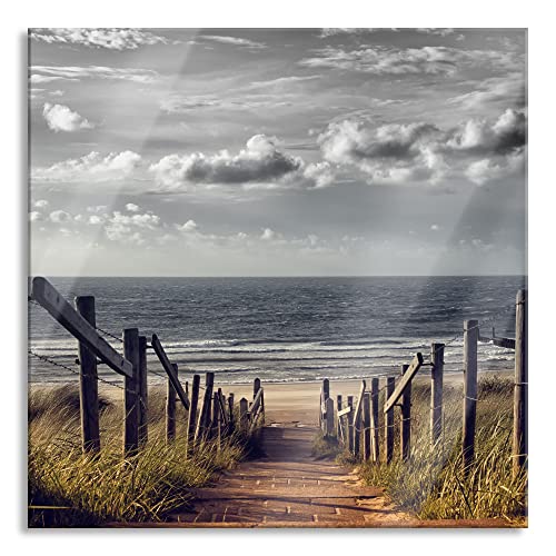 Pixxprint Glasbild | Wandbild auf Echtglas | Weg zum Strand am Meer | 50x50 cm | inkl. Aufhängung und Abstandshalter von Pixxprint