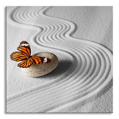 Pixxprint Glasbild | Wandbild auf Echtglas | Zen Schmetterling | 40x40 cm | inkl. Aufhängung und Abstandshalter von Pixxprint