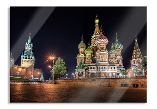 Pixxprint Glasbild | Wandbild aus Echtglas | Basilius Kathedrale in Moskau | 60x40 cm | inkl. Aufhängung und Abstandshalter von Pixxprint