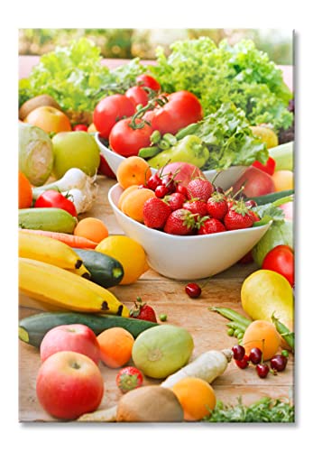 Pixxprint Glasbild | Wandbild aus Echtglas | Buntes Obst und Gemüse | 40x60 cm | inkl. Aufhängung und Abstandshalter von Pixxprint