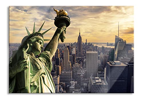 Pixxprint Glasbild | Wandbild aus Echtglas | Freiheitsstatue in New York | 60x40 cm | inkl. Aufhängung und Abstandshalter von Pixxprint