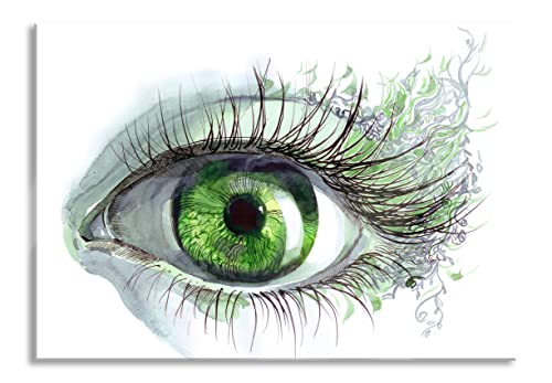 Pixxprint Glasbild | Wandbild aus Echtglas | Grünes Auge | 80x60 cm | inkl. Aufhängung und Abstandshalter von Pixxprint