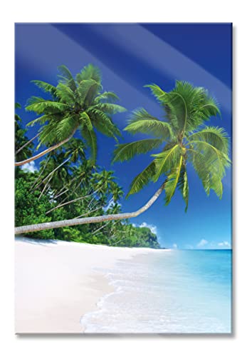 Pixxprint Glasbild | Wandbild aus Echtglas | Palmen über dem Meer | 60x80 cm | inkl. Aufhängung und Abstandshalter von Pixxprint