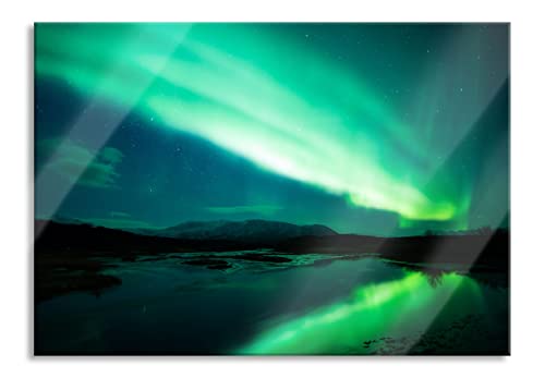 Pixxprint Glasbild | Wandbild aus Echtglas | Polarlichter in Skandinavien | 60x40 cm | inkl. Aufhängung und Abstandshalter von Pixxprint