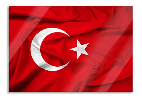 Pixxprint Glasbild | Wandbild aus Echtglas | Turkey flag Türkei Flagge | 80x60 cm | inkl. Aufhängung und Abstandshalter von Pixxprint