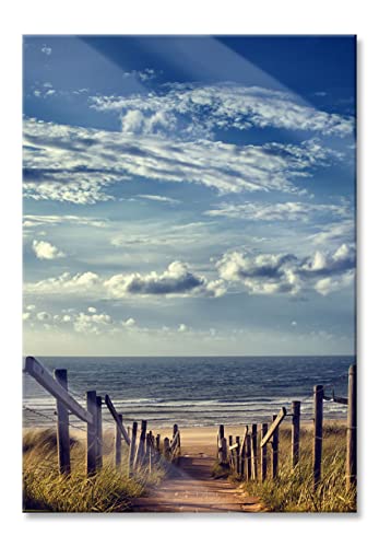 Pixxprint Glasbild | Wandbild aus Echtglas | Weg zum Strand am Meer | 60x80 cm | inkl. Aufhängung und Abstandshalter von Pixxprint