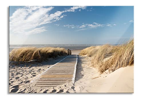 Pixxprint Glasbild | Wandbild aus Echtglas | Weg zum Strand durch die Dünen | 60x40 cm | inkl. Aufhängung und Abstandshalter von Pixxprint